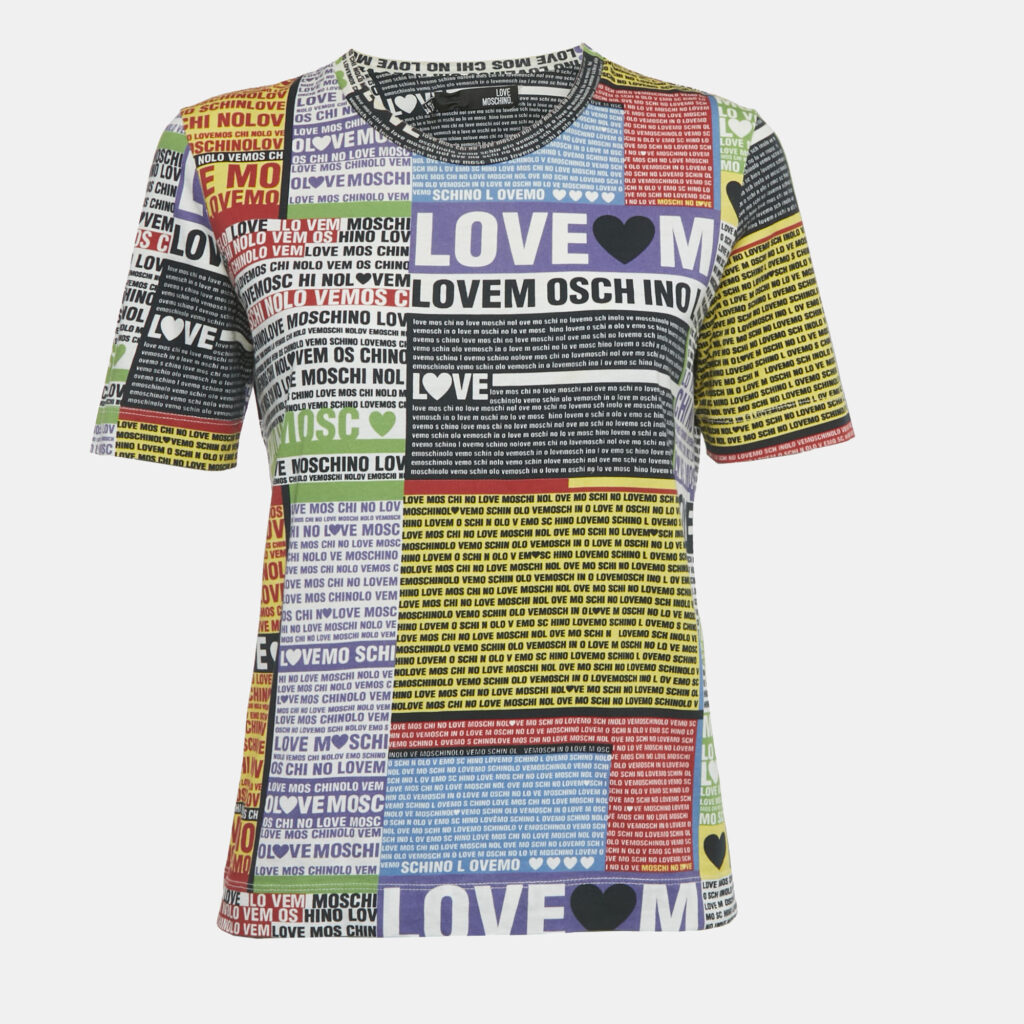 Love Moschino Multicolor All Over Print Jersey T-Shirt S Love Moschino Multicolor All Over Print Jersey T-Shirt S