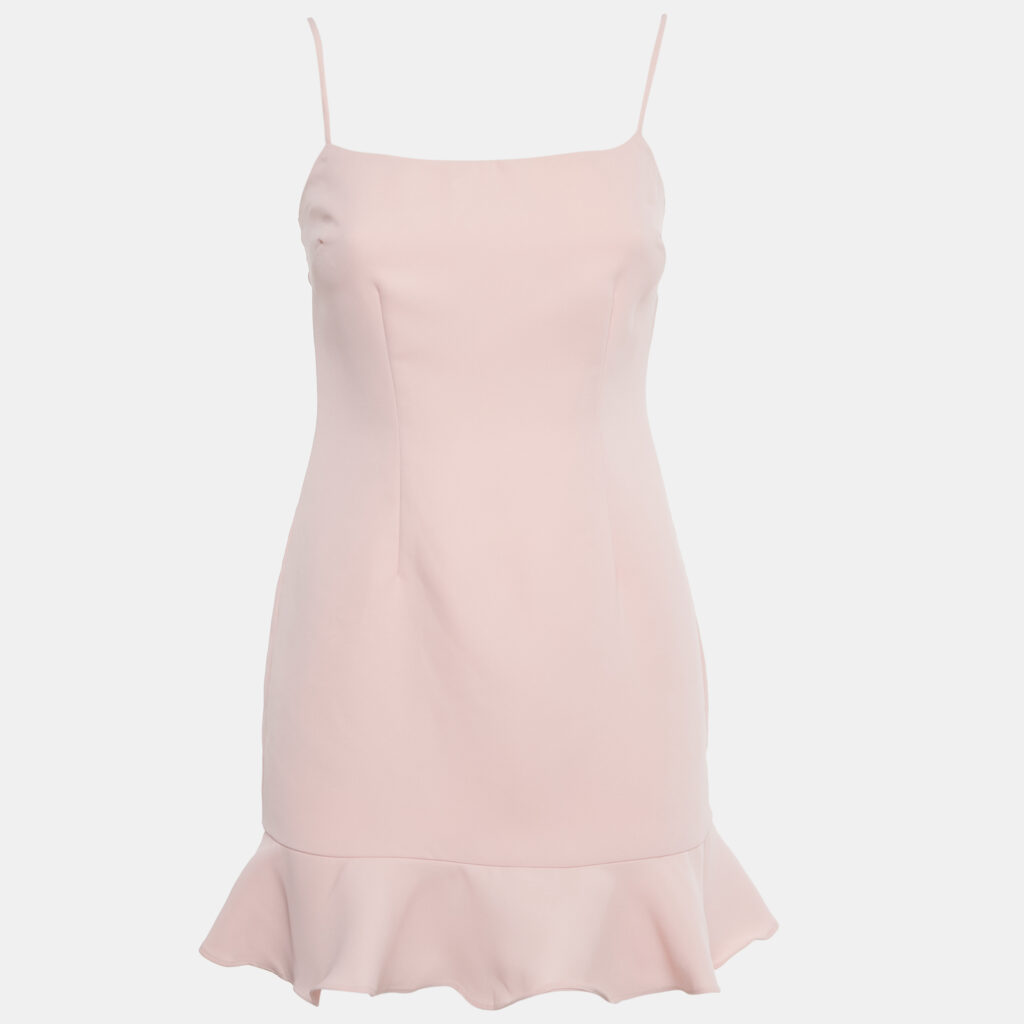 Lovers + Friends Pink Crepe Flounce Mini Dress S Lovers + Friends Pink Crepe Flounce Mini Dress S