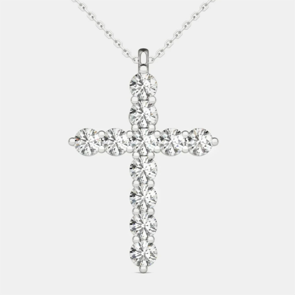 14K Hypoallergenic White Gold Natural Diamond Cross Pendant Necklace (1.00 Ctw) 14K Hypoallergenic White Gold Natural Diamond Cross Pendant Necklace (1.00 Ctw)