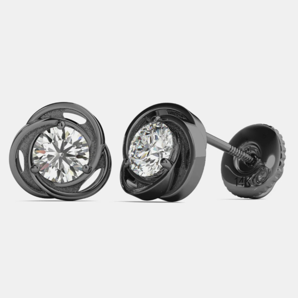 14K White Gold/Black Rhodium Natural Diamond Earrings (1/2 Ctw) 14K White Gold/Black Rhodium Natural Diamond Earrings (1/2 Ctw)