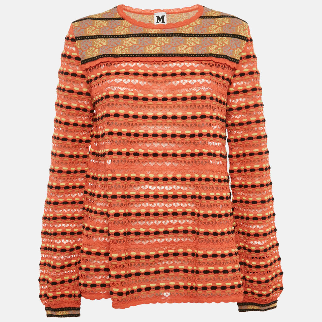 M Missoni Multicolor Patterned Knit Long Sleeve Top L