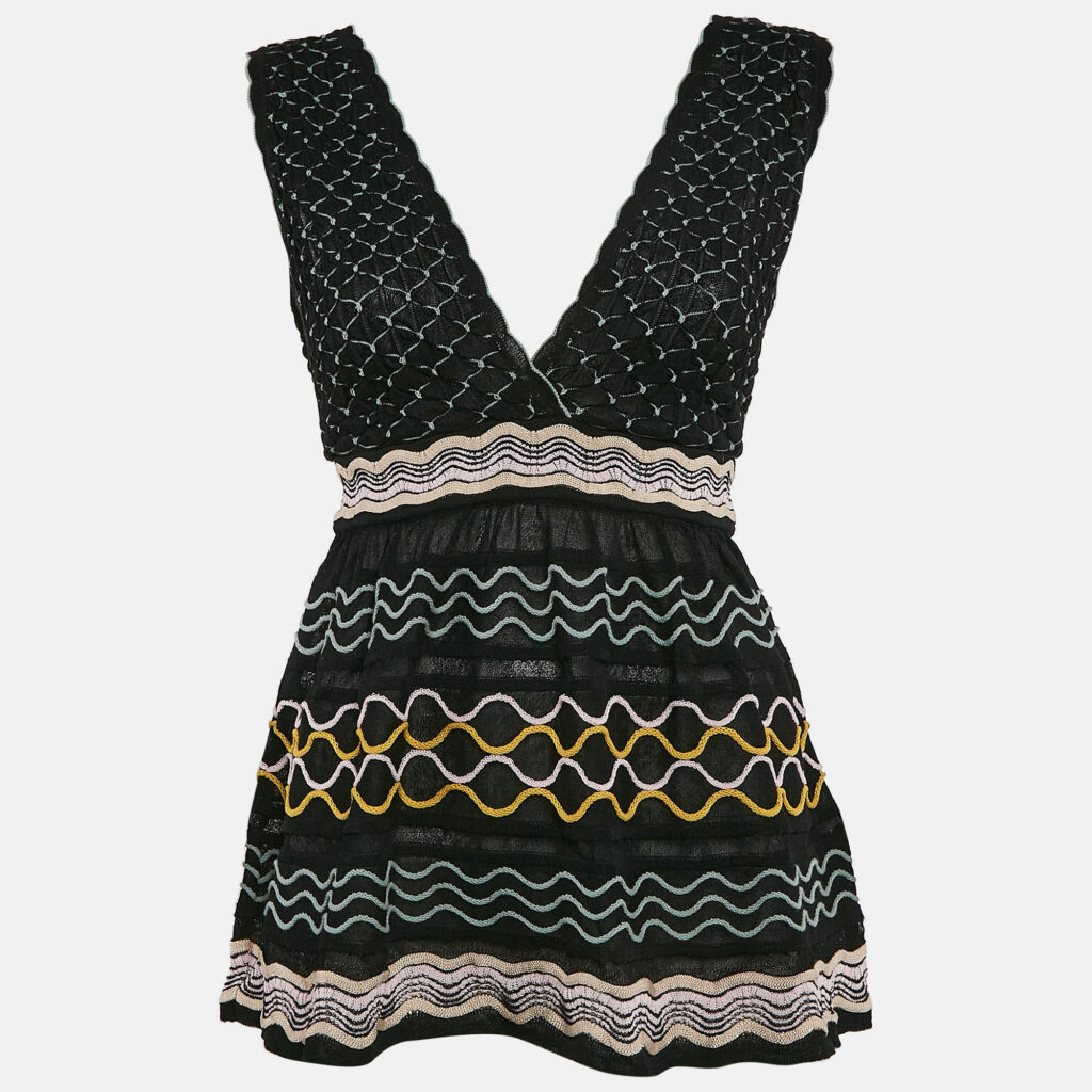 M Missoni Black Patterned Knit Sleeveless Top S M Missoni Black Patterned Knit Sleeveless Top S