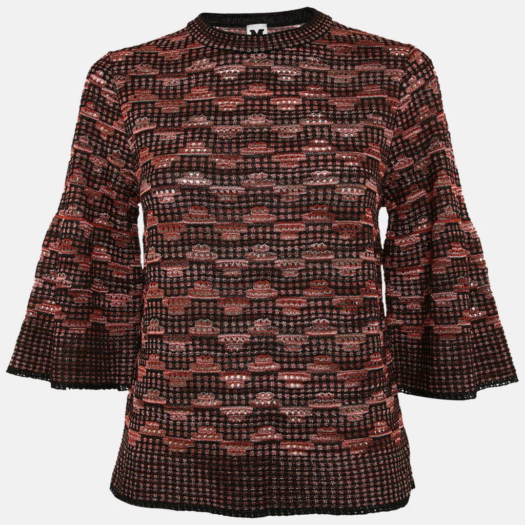 M Missoni Black/Multicolor Pinhole Pattern Knit Sweater Top S