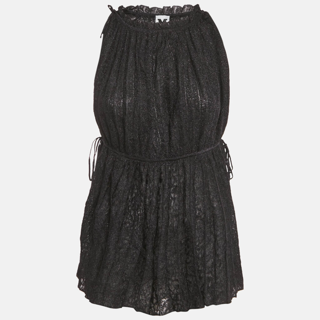M Missoni Black Lurex Knit Gathered Sleeveless Top M