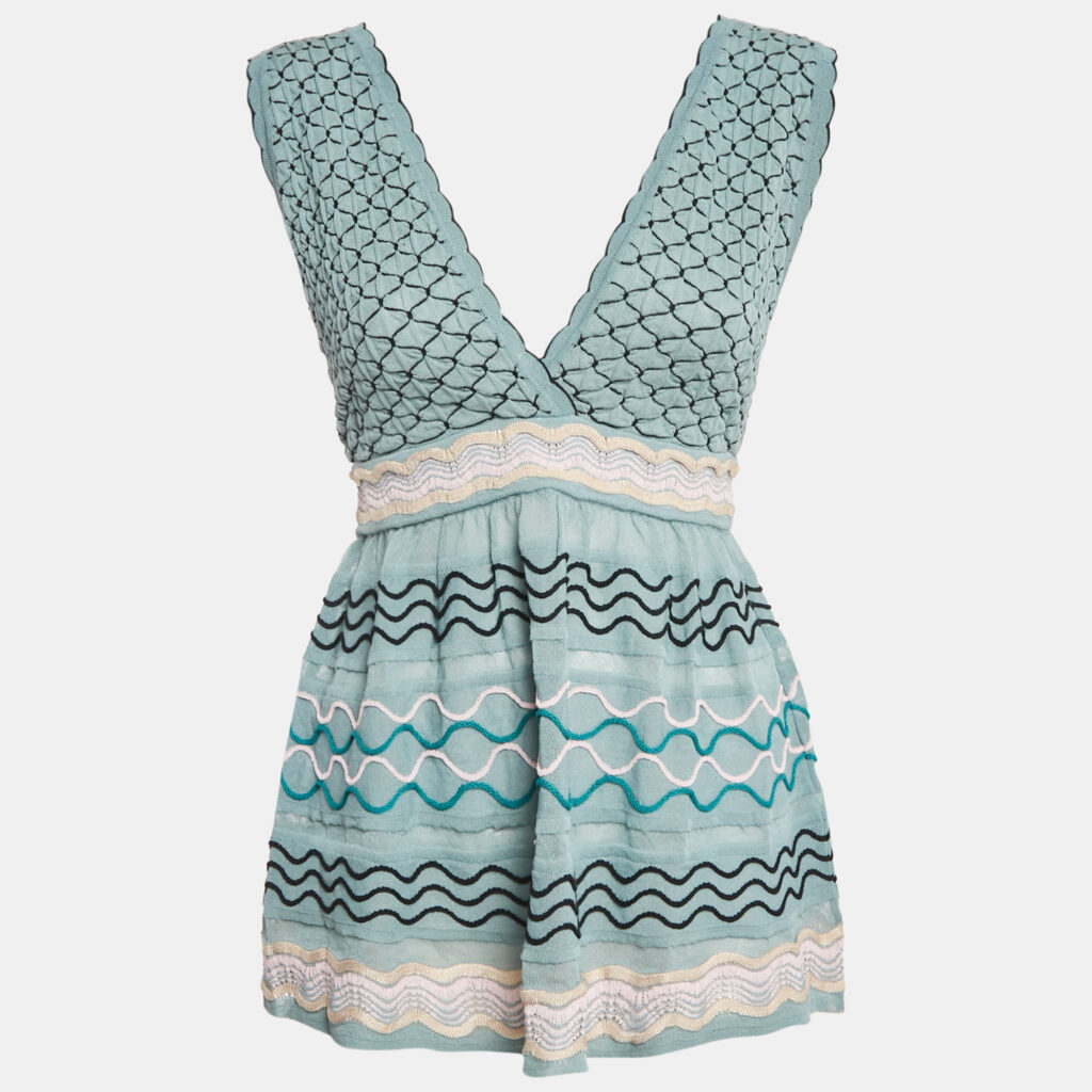 M Missoni Blue Patterned Knit Sleeveless Top M