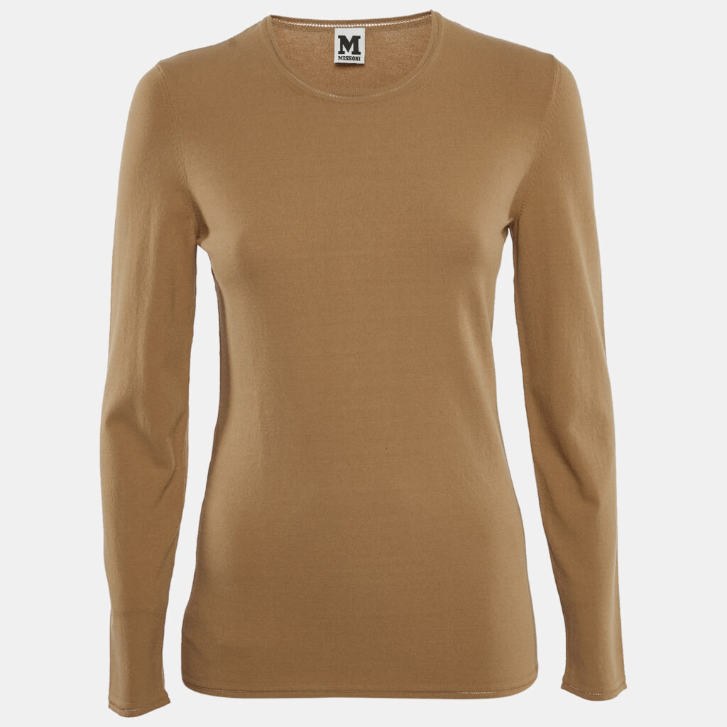 M Missoni Brown Knit Long Sleeve Round Neck Top L