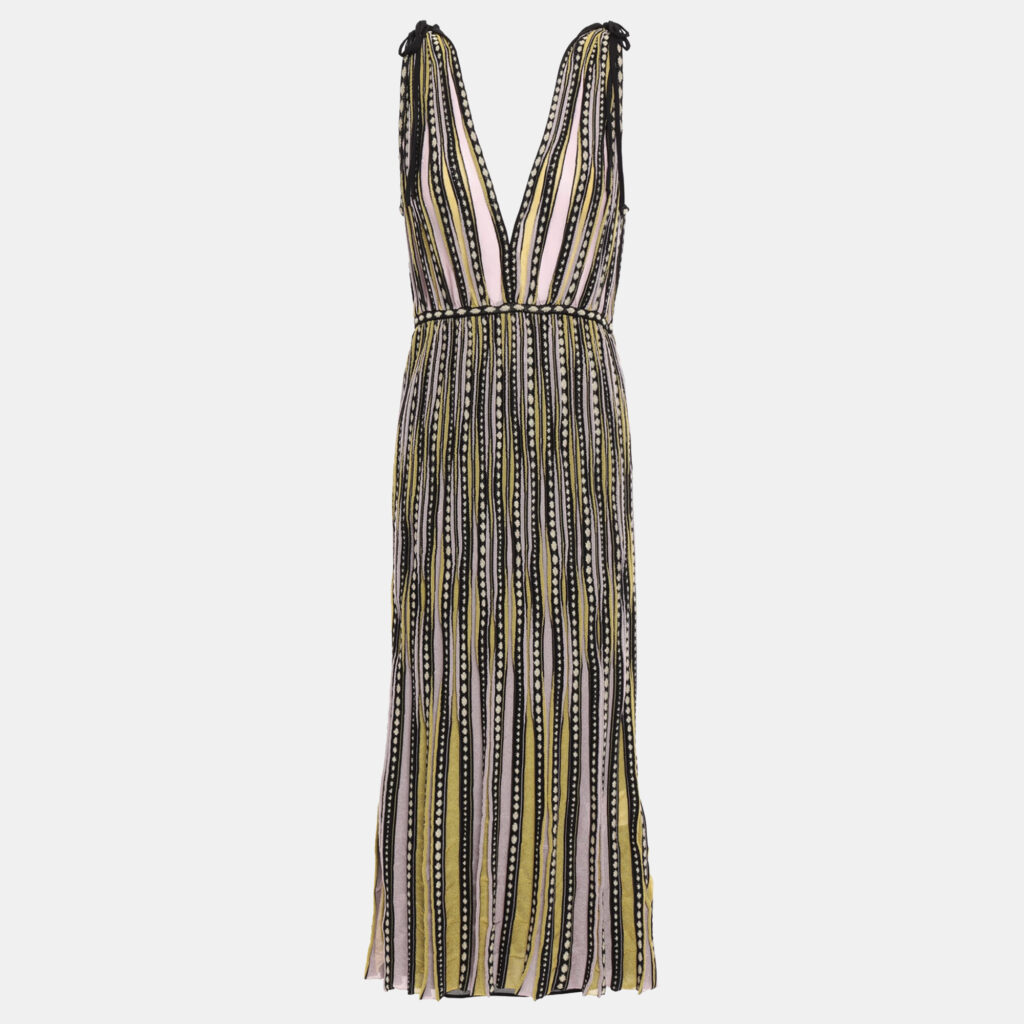 M Missoni Yellow/Black Alga and Bubble Pattern Knit Sleeveless Midi Dress M M Missoni Yellow/Black Alga and Bubble Pattern Knit Sleeveless Midi Dress M