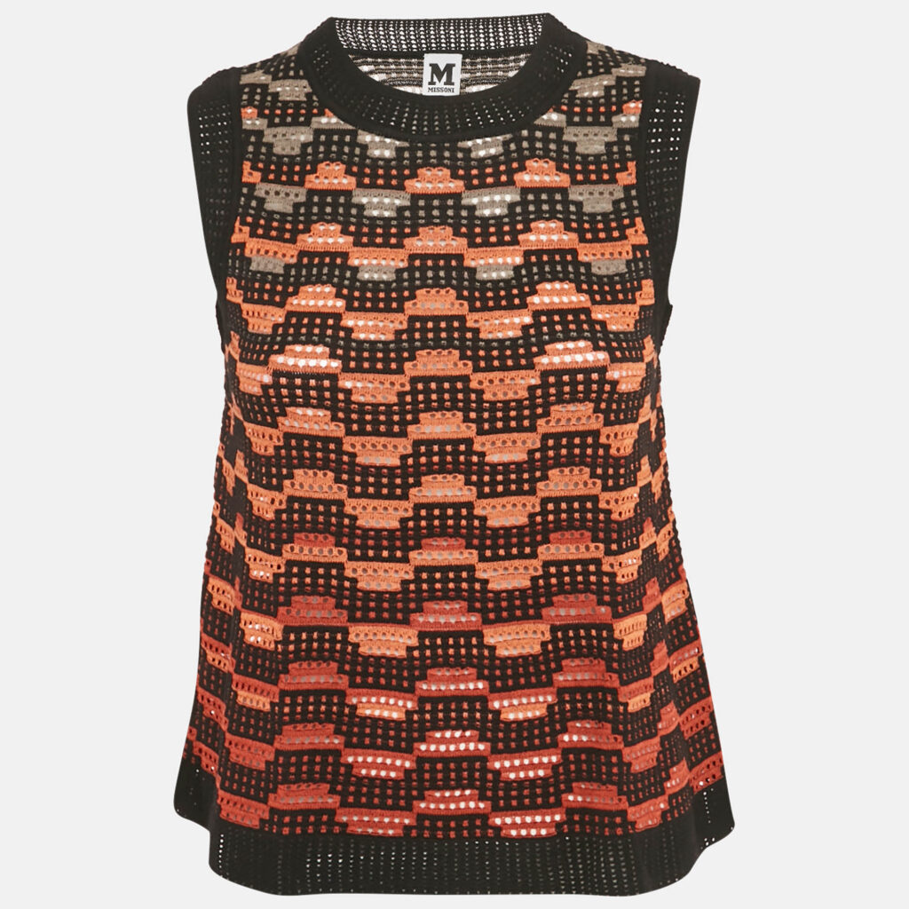 M Missoni Orange/Black Knit Sleeveless Top M M Missoni Orange/Black Knit Sleeveless Top M