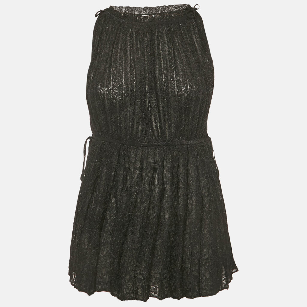 M Missoni Black Lurex Knit Sleeveless Tunic Top M