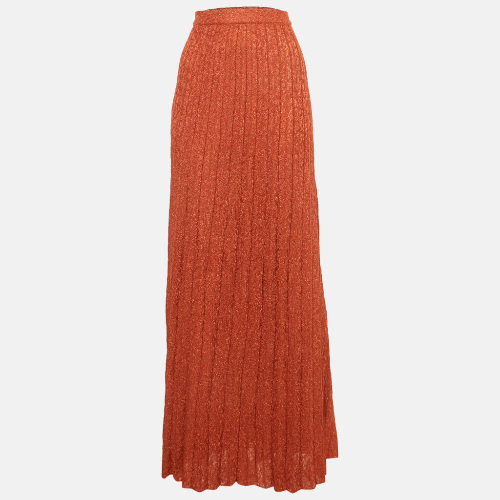 M Missoni Burnt Orange Patterned Lurex Knit Maxi Skirt L M Missoni Burnt Orange Patterned Lurex Knit Maxi Skirt L