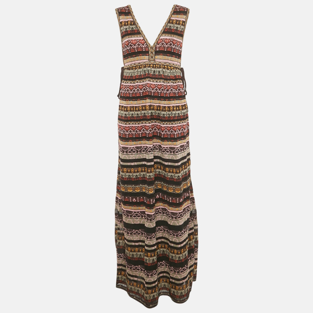 luxury-women-m-missoni-new-clothes-p1217171-001-1.jpg M Missoni Multicolor Stripe Knit Lurex V-Neck Maxi Dress M