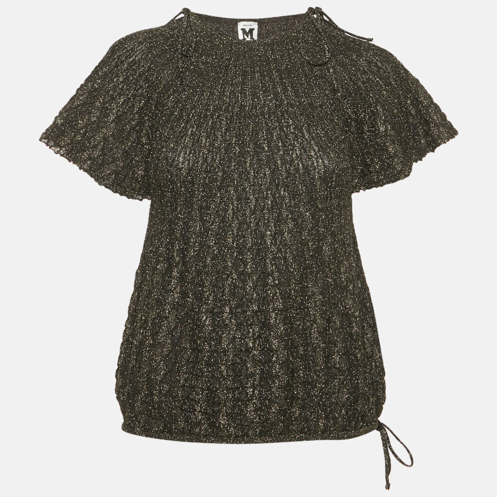 M Missoni Black Lurex Knit Short Sleeve Top M