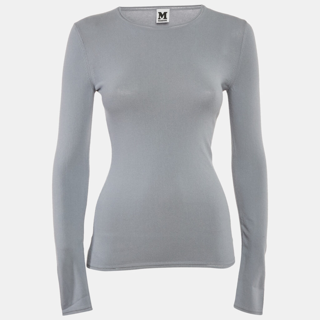 M Missoni Grey Stretch Knit Crewneck Sweatshirt M M Missoni Grey Stretch Knit Crewneck Sweatshirt M