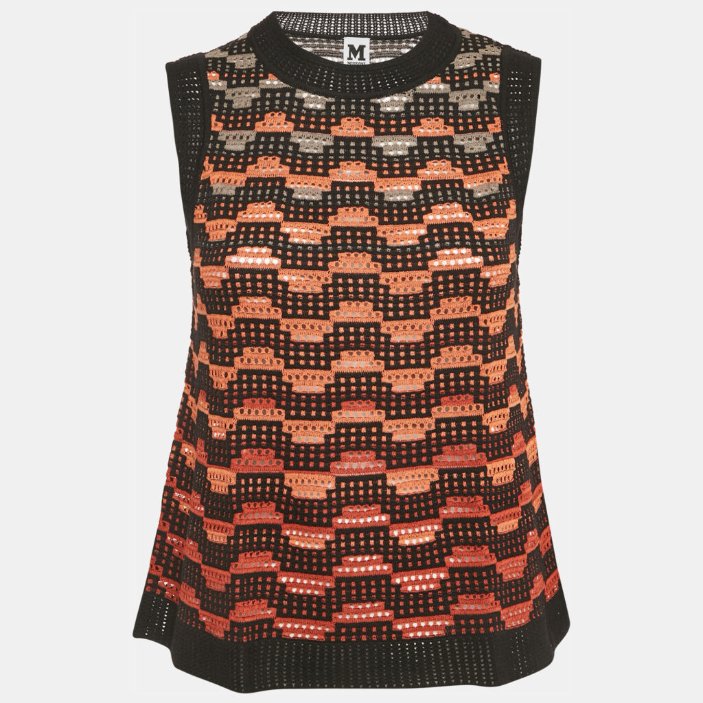 M Missoni Black/Orange Knit Sleeveless Top M M Missoni Black/Orange Knit Sleeveless Top M