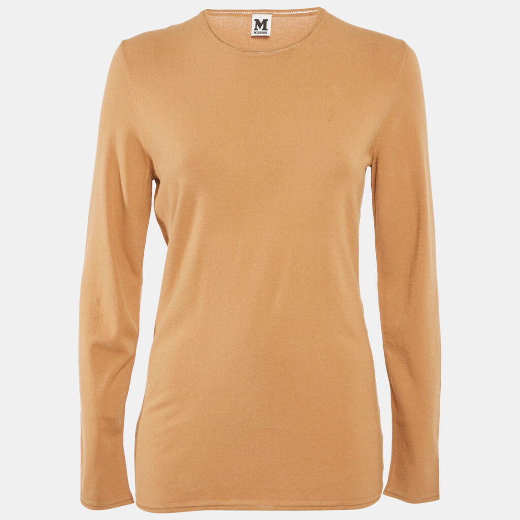 M Missoni Beige Stretch Knit Crewneck Sweatshirt L