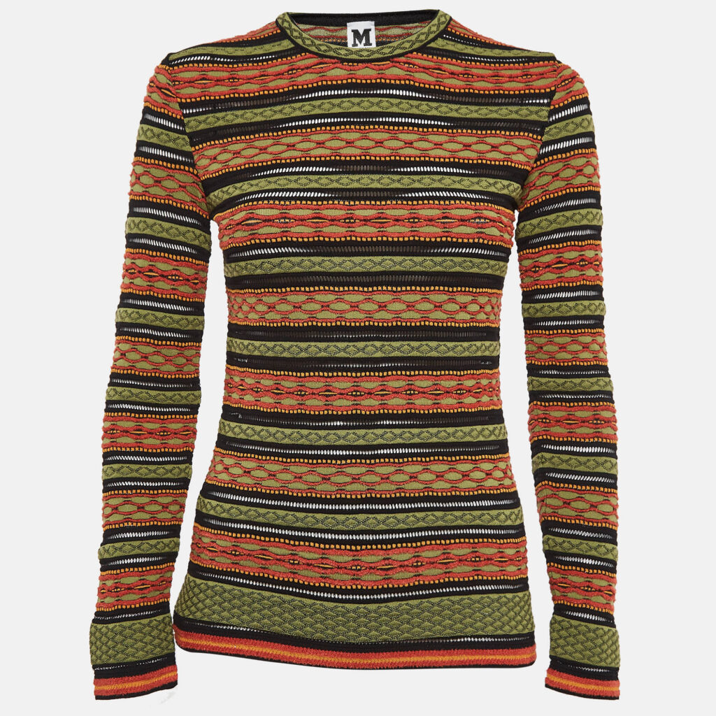 M Missoni Green Patterned Knit Full Sleeve Top M M Missoni Green Patterned Knit Full Sleeve Top M