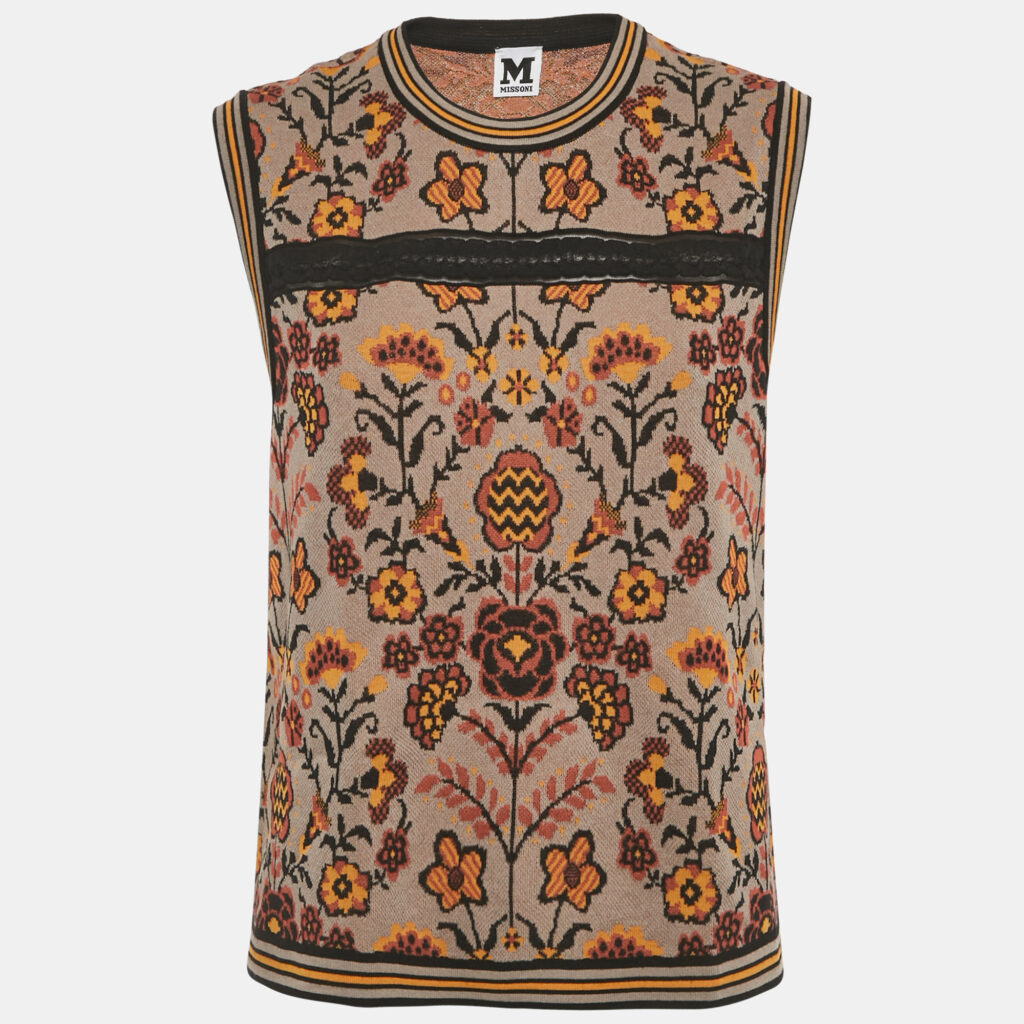 M Missoni Grey Patterned Knit Sleeveless Top M M Missoni Grey Patterned Knit Sleeveless Top M