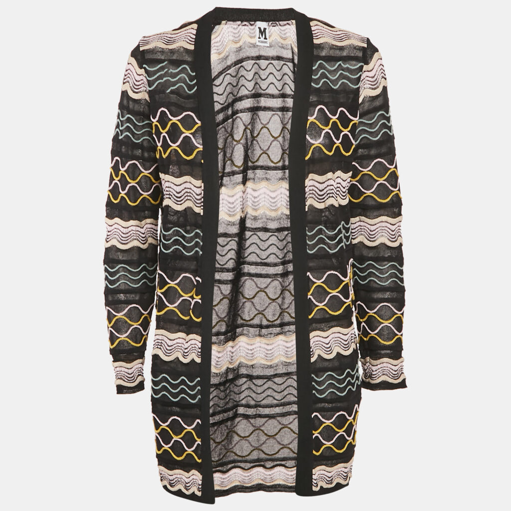 M Missoni Black Patterned Open Front Cardigan S M Missoni Black Patterned Open Front Cardigan S