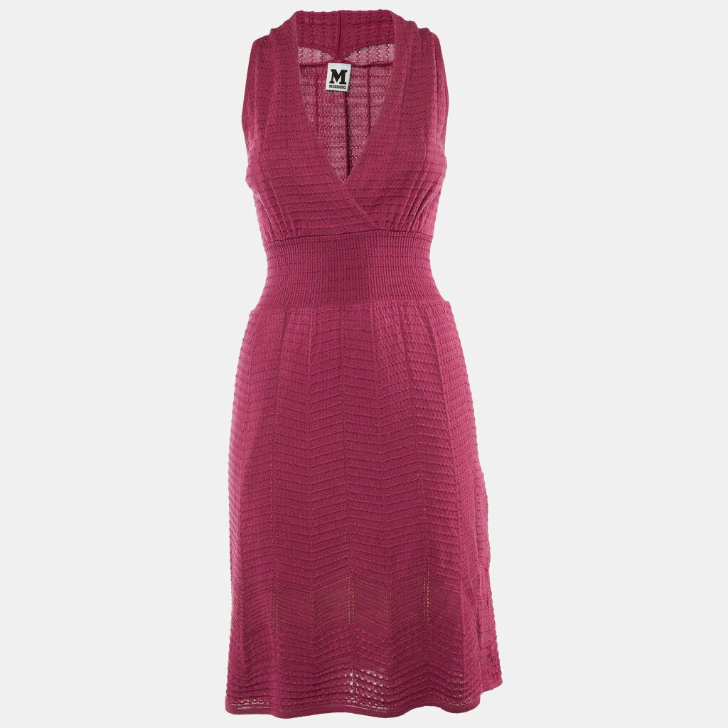 M Missoni Mauve Pink Wool Knit Sleeveless Dress S