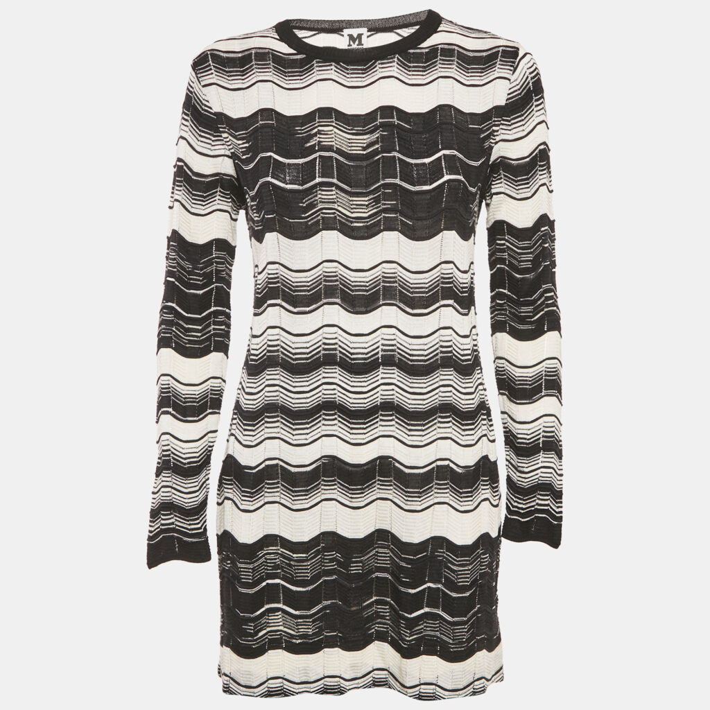 M Missoni Monochrome Pattered Knit Mini Dress M M Missoni Monochrome Pattered Knit Mini Dress M