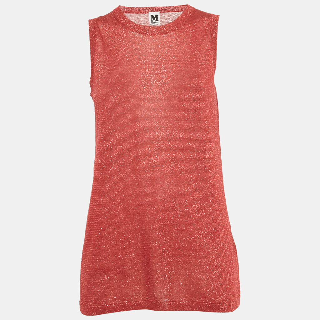M Missoni Red Lurex Knit Sleeveless Top M M Missoni Red Lurex Knit Sleeveless Top M
