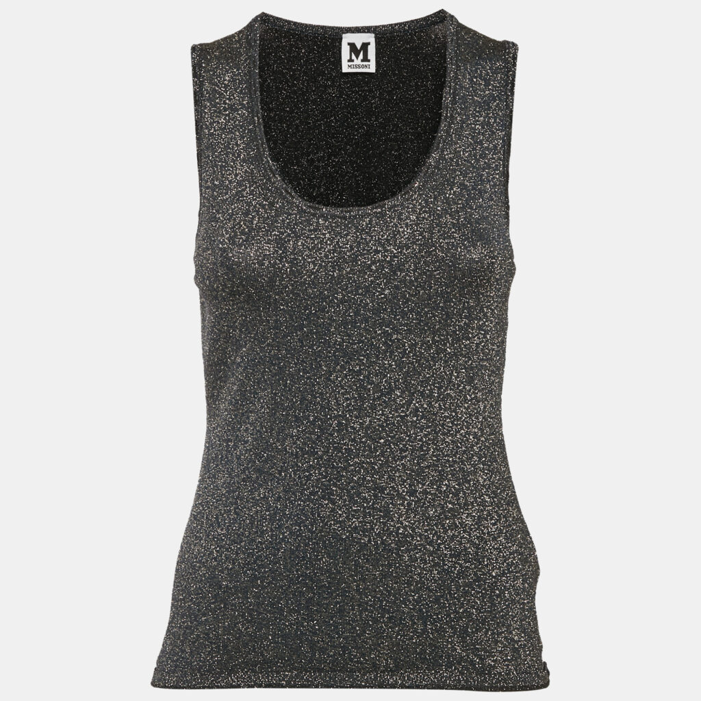 M Missoni Navy Blue Lurex Knit Tank Top M