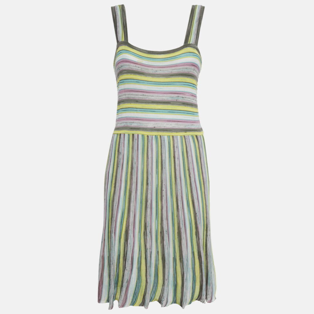 M Missoni Multicolor Stripe Cotton Blend Knit Short Sleeveless Dress M M Missoni Multicolor Stripe Cotton Blend Knit Short Sleeveless Dress M