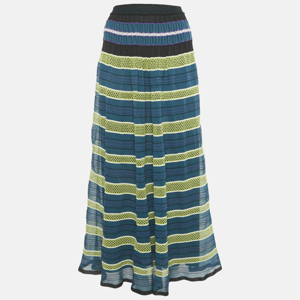 M Missoni Blue/Multicolor Patterned Knit Maxi Skirt S M Missoni Blue/Multicolor Patterned Knit Maxi Skirt S