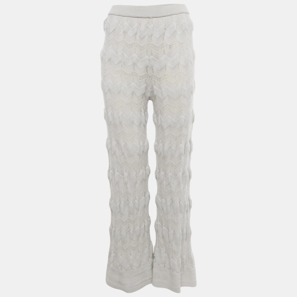 M Missoni Grey Zig Zag Wool Knit Flared Pants M