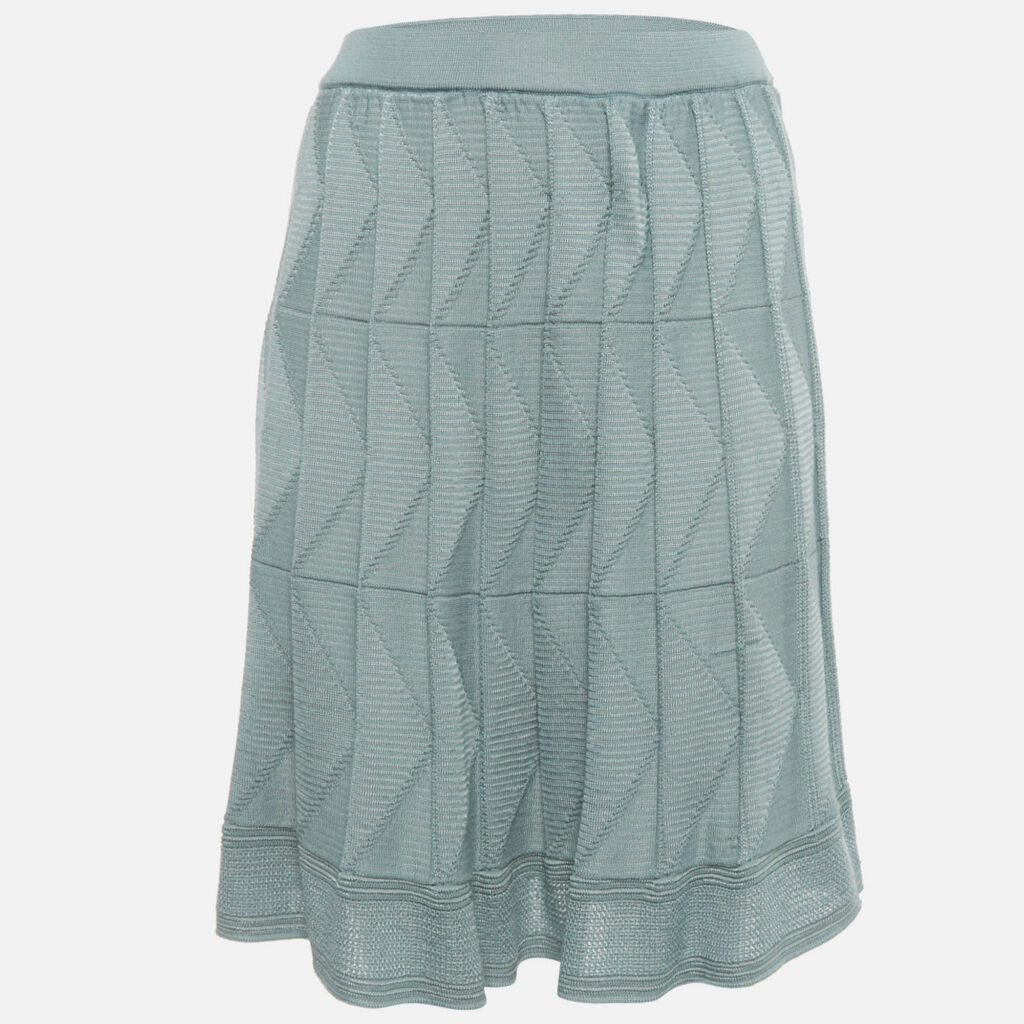 M Missoni Mint Green Wool Blend Patterned Knit Mini Skirt S M Missoni Mint Green Wool Blend Patterned Knit Mini Skirt S
