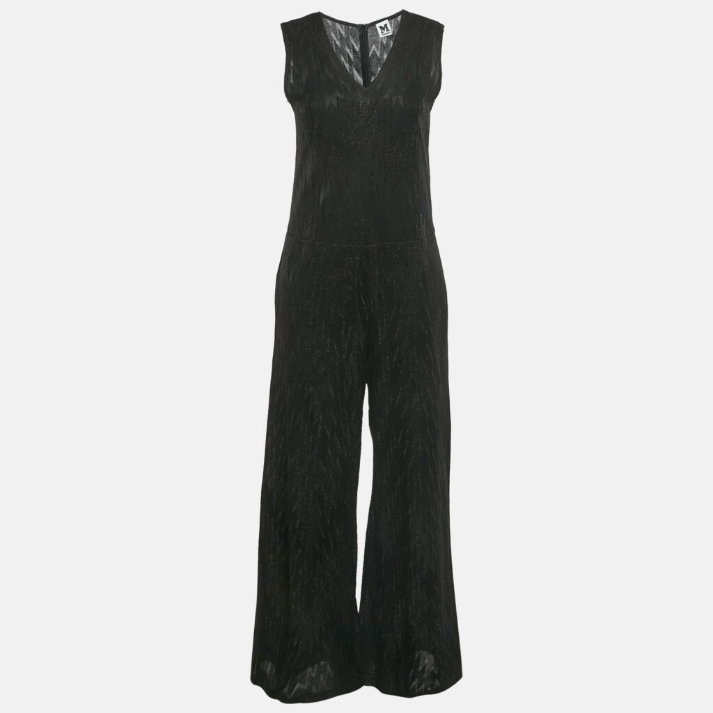 M Missoni Black Jacquard Lurex Knit Sleeveless Jumpsuit S