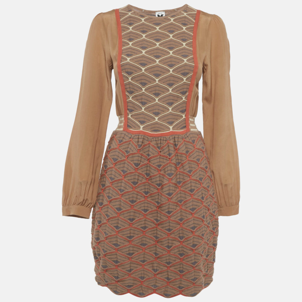 M Missoni Brown Patterned Knit Mini Dress M M Missoni Brown Patterned Knit Mini Dress M