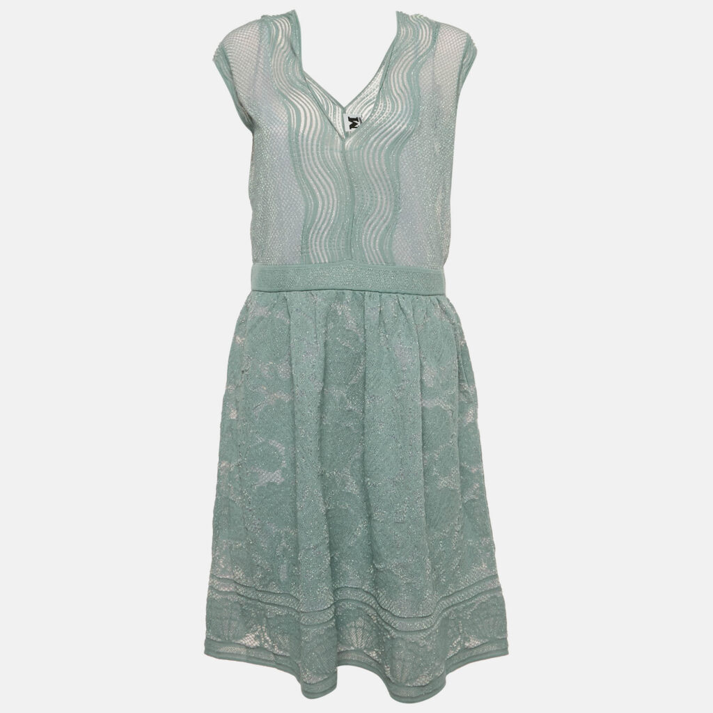 luxury-women-m-missoni-used-clothes-p1217635-001-1.jpg M Missoni Blue Patterned Lurex Knit Short Dress L