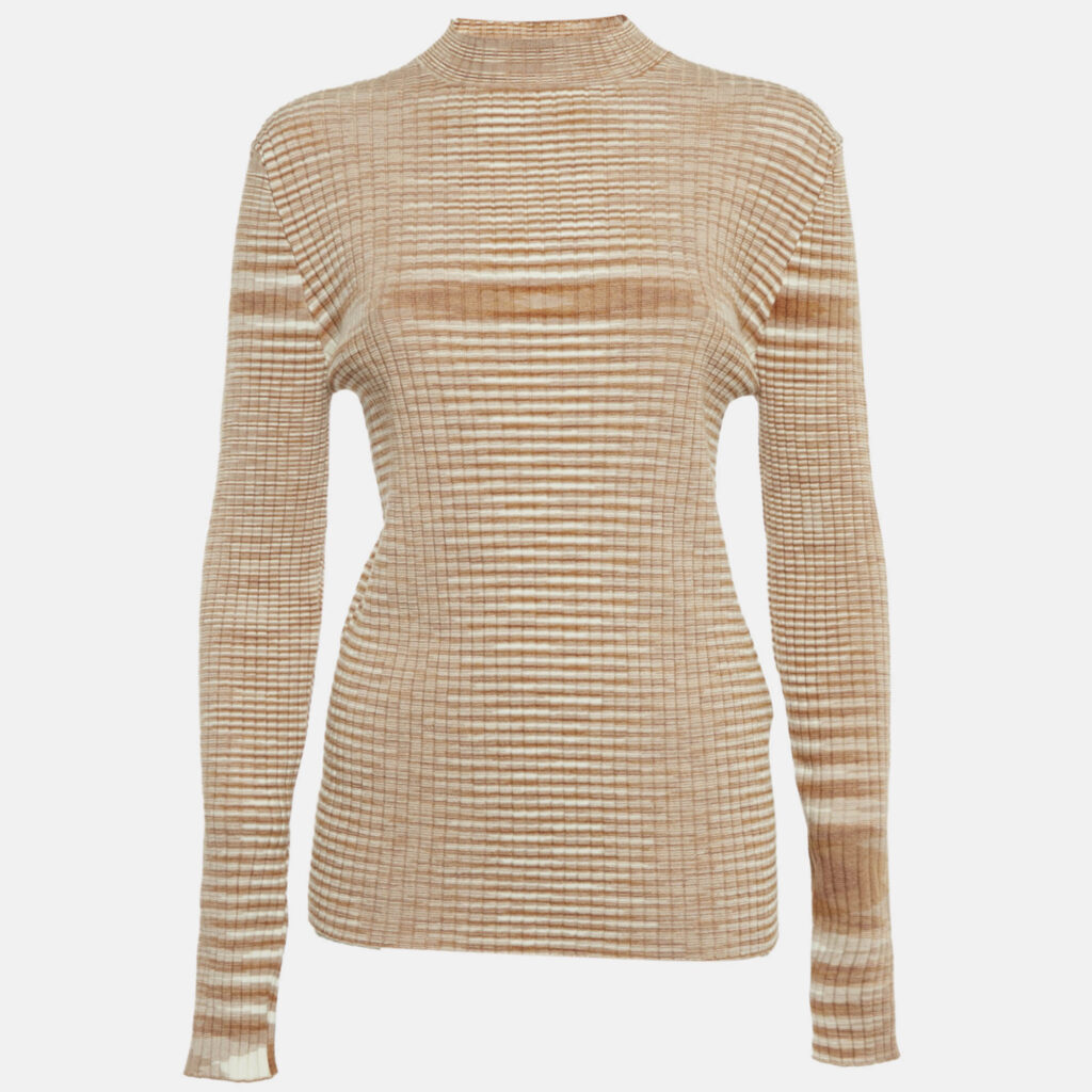 luxury-women-m-missoni-used-clothes-p1219128-001-1.jpg M Missoni Brown Rib Knit Turtle Neck Sweater M