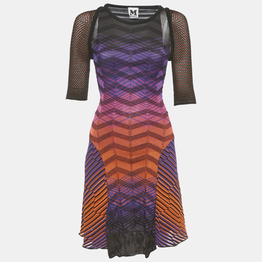 M Missoni Multicolor Patterned Jersey Knit Short Dress S M Missoni Multicolor Patterned Jersey Knit Short Dress S
