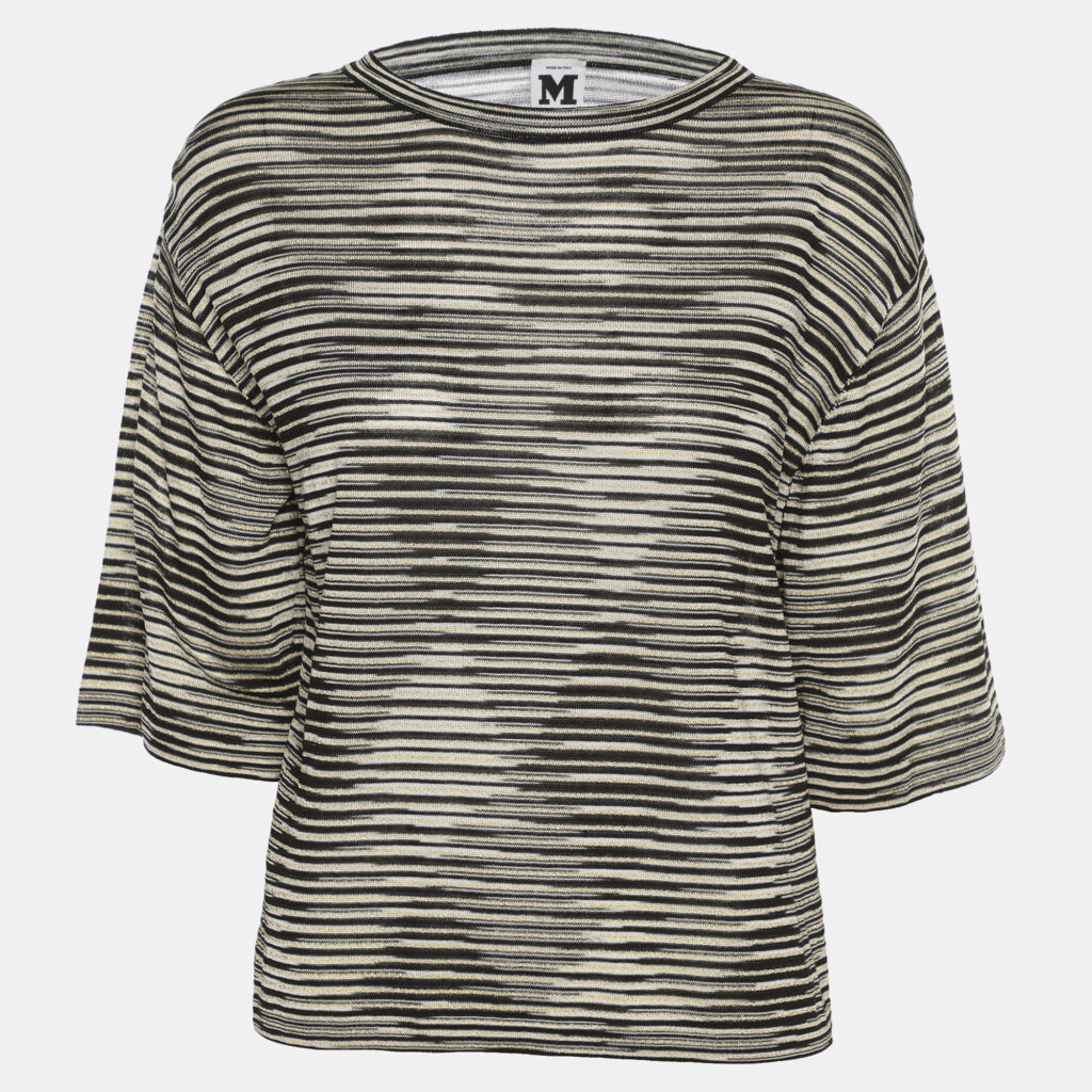 M Missoni Multicolor Stripe Rib Knit Long Sleeve Tops M