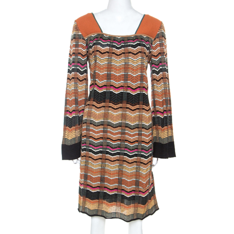M Missoni Multicolor Chevron Knit Wool Blend Dress L M Missoni Multicolor Chevron Knit Wool Blend Dress L