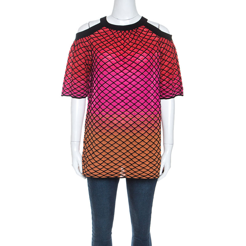M Missoni Multicolor Textured Knit Cold Shoulder Top S M Missoni Multicolor Textured Knit Cold Shoulder Top S