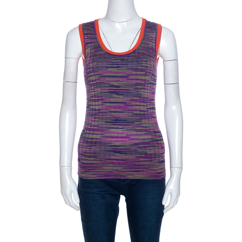 M Missoni Multicolor Knit Contrast Trim Sleeveless Tank Top M M Missoni Multicolor Knit Contrast Trim Sleeveless Tank Top M