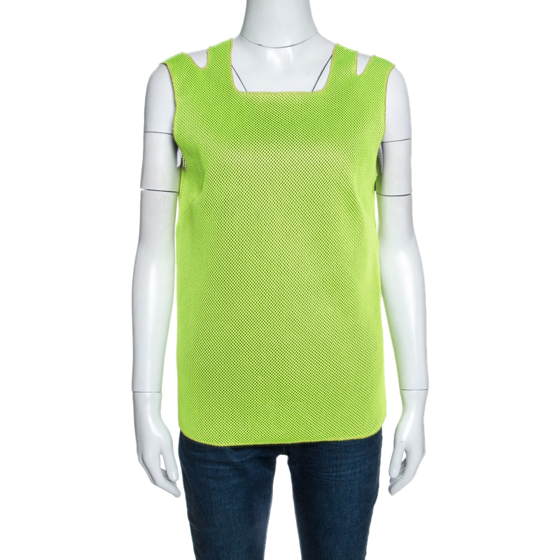 M Missoni Neon Green Mesh Knit Sleeveless Tank Top M M Missoni Neon Green Mesh Knit Sleeveless Tank Top M