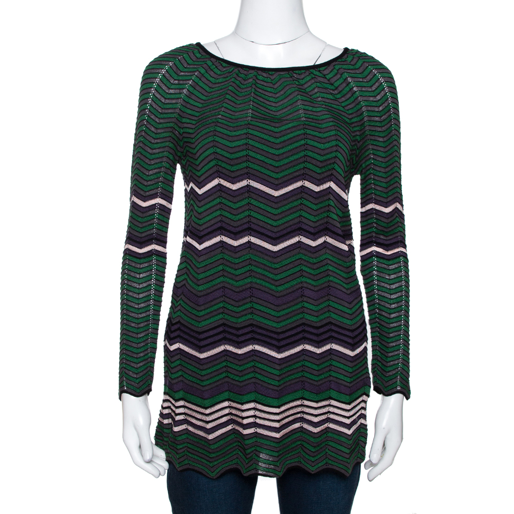M Missoni Green Pointelle Knit Long Sleeve Top S M Missoni Green Pointelle Knit Long Sleeve Top S