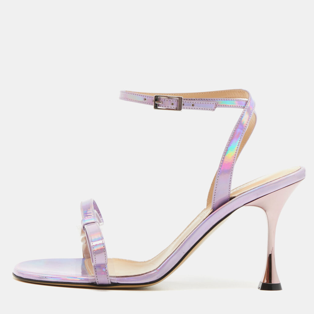 Mach & Mach Purple Iridescent Leather French Bow Sandals Size 38.5 Mach & Mach Purple Iridescent Leather French Bow Sandals Size 38.5
