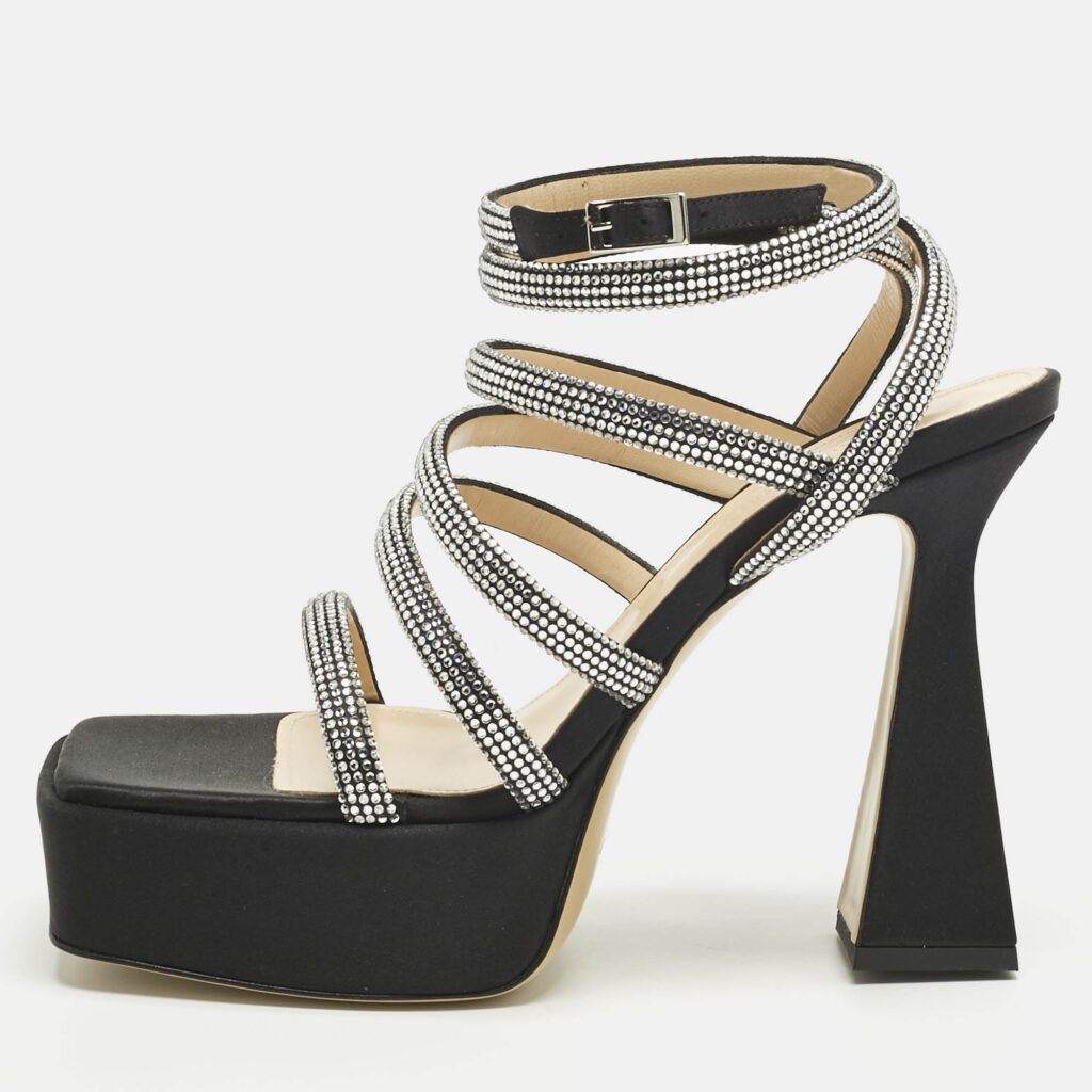 luxury-women-mach-mach-new-shoes-p1219798-011.jpg Mach & Mach Black Satin Sydney Crystal Embellished Platform Sandals Size 40