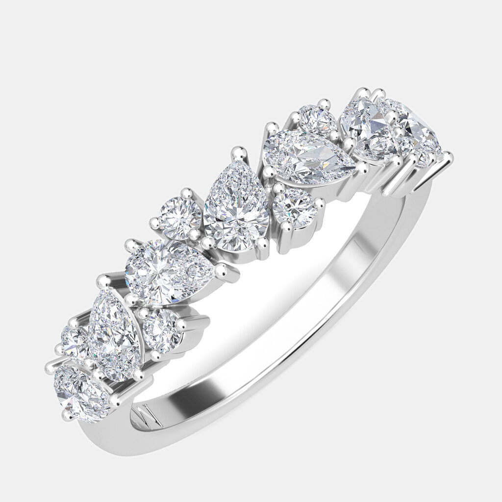 14K White Gold Fancy Lab Grown Band (1.30ctw) US 7 14K White Gold Fancy Lab Grown Band (1.30ctw) US 7