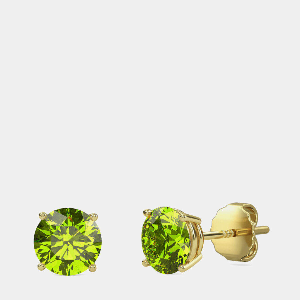 10K Yellow Gold Round Lab Created Peridot Stone Solitaire Earring (2.00 ctw) 10K Yellow Gold Round Lab Created Peridot Stone Solitaire Earring (2.00 ctw)