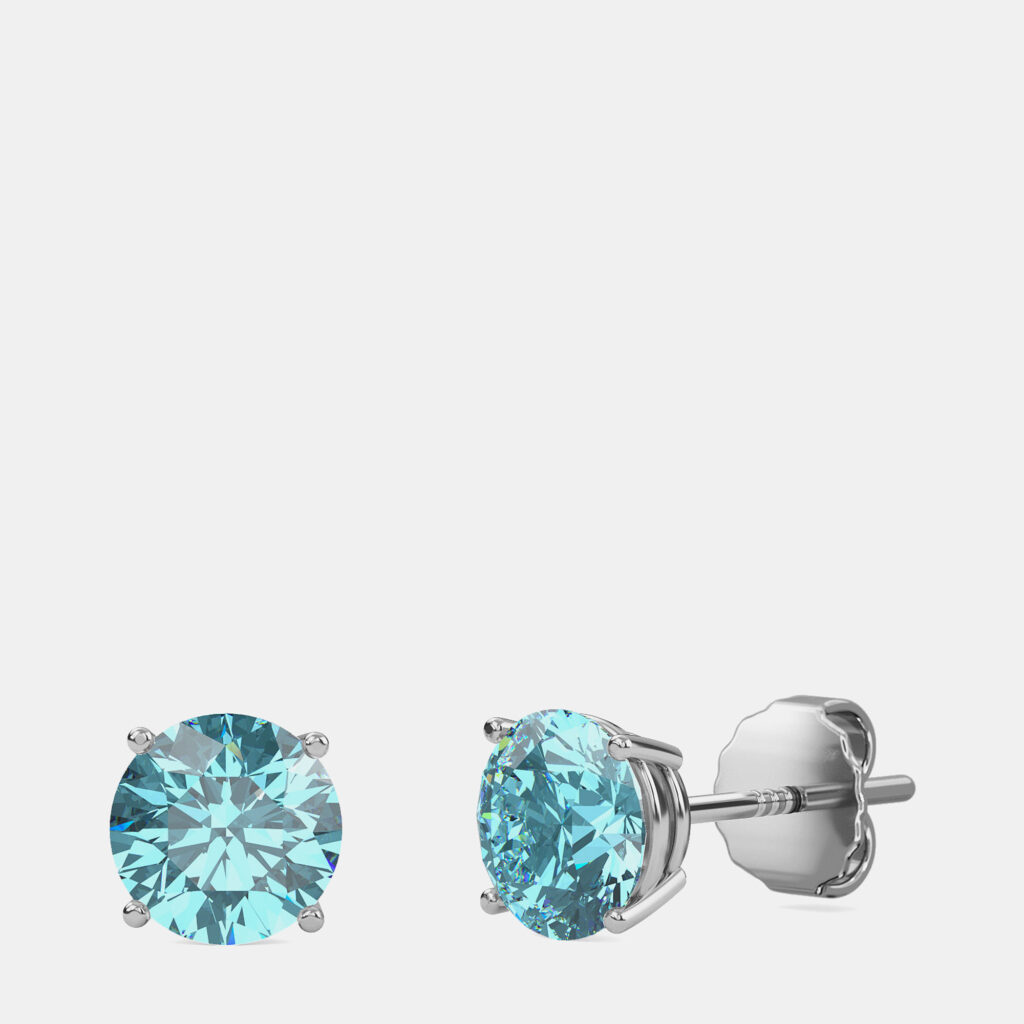 10K White Gold Round Lab Created Aquamarine Stone Solitaire Earring (2.00 ctw) 10K White Gold Round Lab Created Aquamarine Stone Solitaire Earring (2.00 ctw)