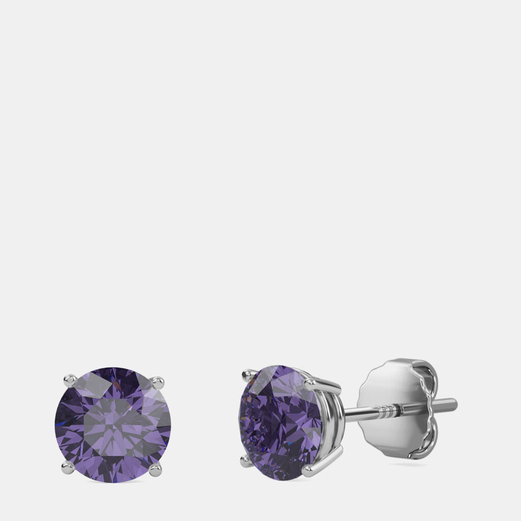 10K White Gold Round Lab Created Alexandrite Stone Solitaire Earring (2.00 ctw) 10K White Gold Round Lab Created Alexandrite Stone Solitaire Earring (2.00 ctw)