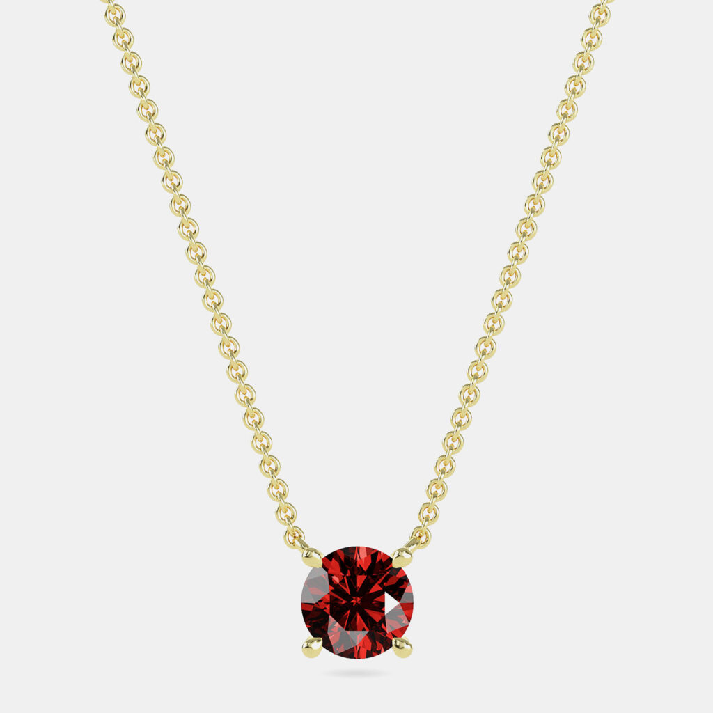 10K Yellow Gold Round Lab Created Garnet Stone Solitaire Pendant (2.00 ctw) 10K Yellow Gold Round Lab Created Garnet Stone Solitaire Pendant (2.00 ctw)
