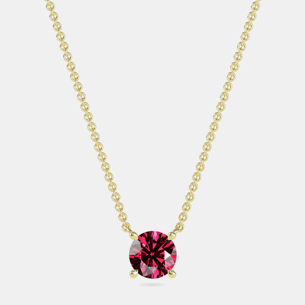 10K Yellow Gold Round Lab Created Ruby Stone Solitaire Pendant (2.00 ctw) 10K Yellow Gold Round Lab Created Ruby Stone Solitaire Pendant (2.00 ctw)