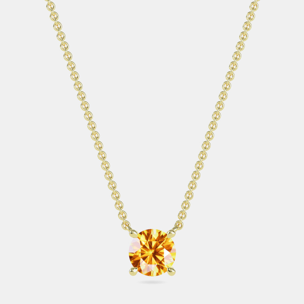 10K Yellow Gold Round Lab Created Citrine stone Solitaire Pendant (2.00 ctw) 10K Yellow Gold Round Lab Created Citrine stone Solitaire Pendant (2.00 ctw)